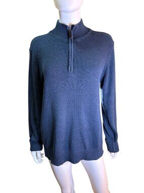 OSCAR DE LA RENTA Men's Navy Knit Quarter-Zip Pullover Sweater Size M Luxury EUC